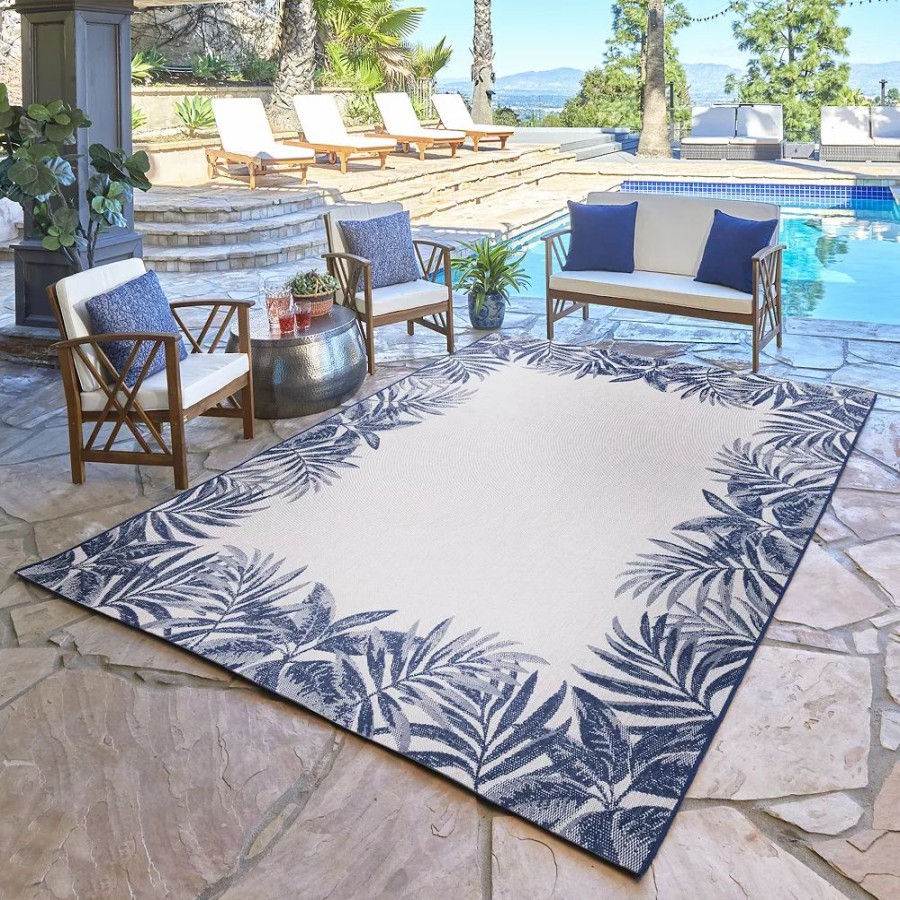 Gertmenian * | Gertmenian Avenue 33 Paseo Tropic Leaves Indoor/Outdoor Framed Rug