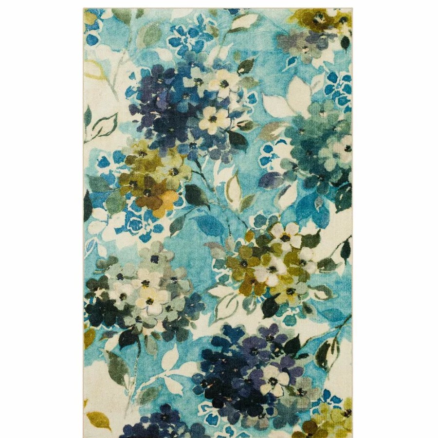 Mohawk Home * | Mohawk Home Mohawk Home Hydrangea Blooms Aqua Area Rug