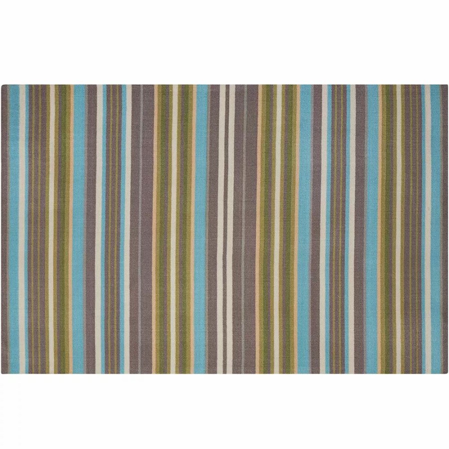 Waverly * | Waverly Sun N' Shade Paddock Shawl Striped Indoor Outdoor Rug Platinum