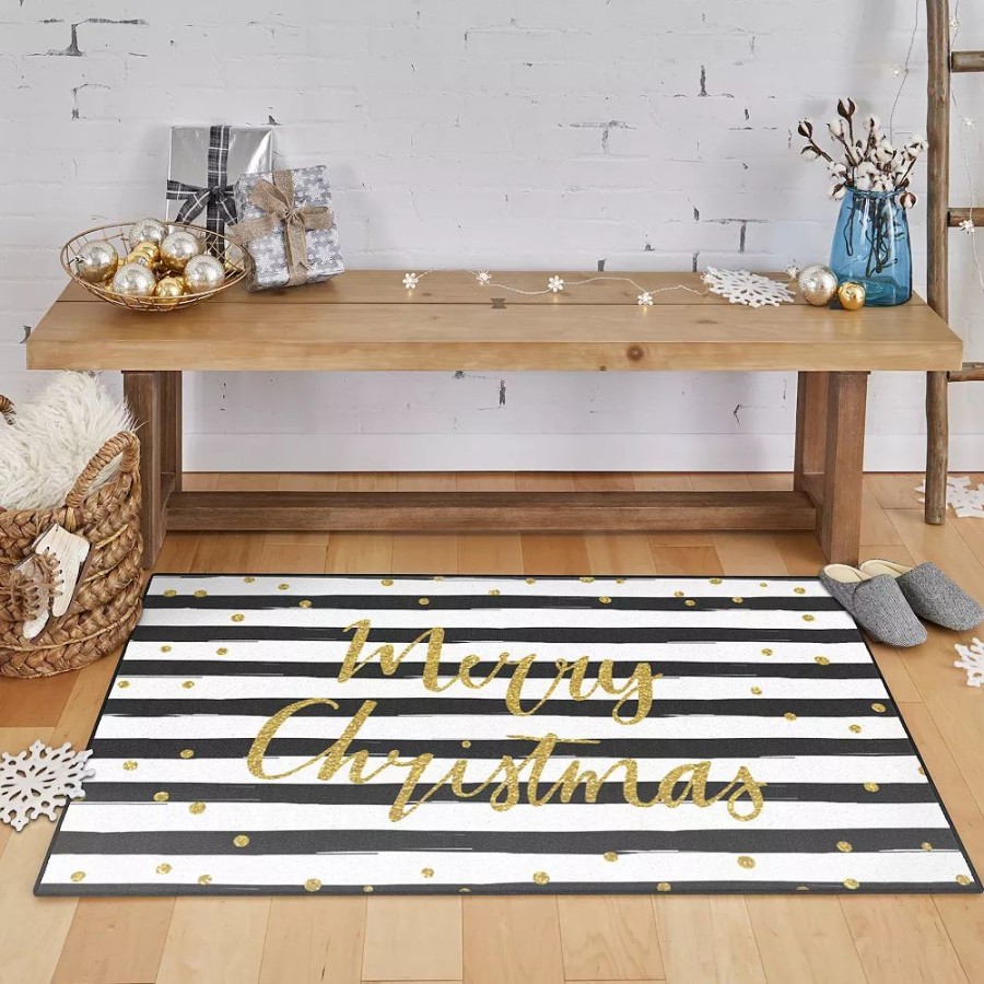 Mohawk Home * | Mohawk Home Mohawk Home Prismatic Christmas Stripe Black/White