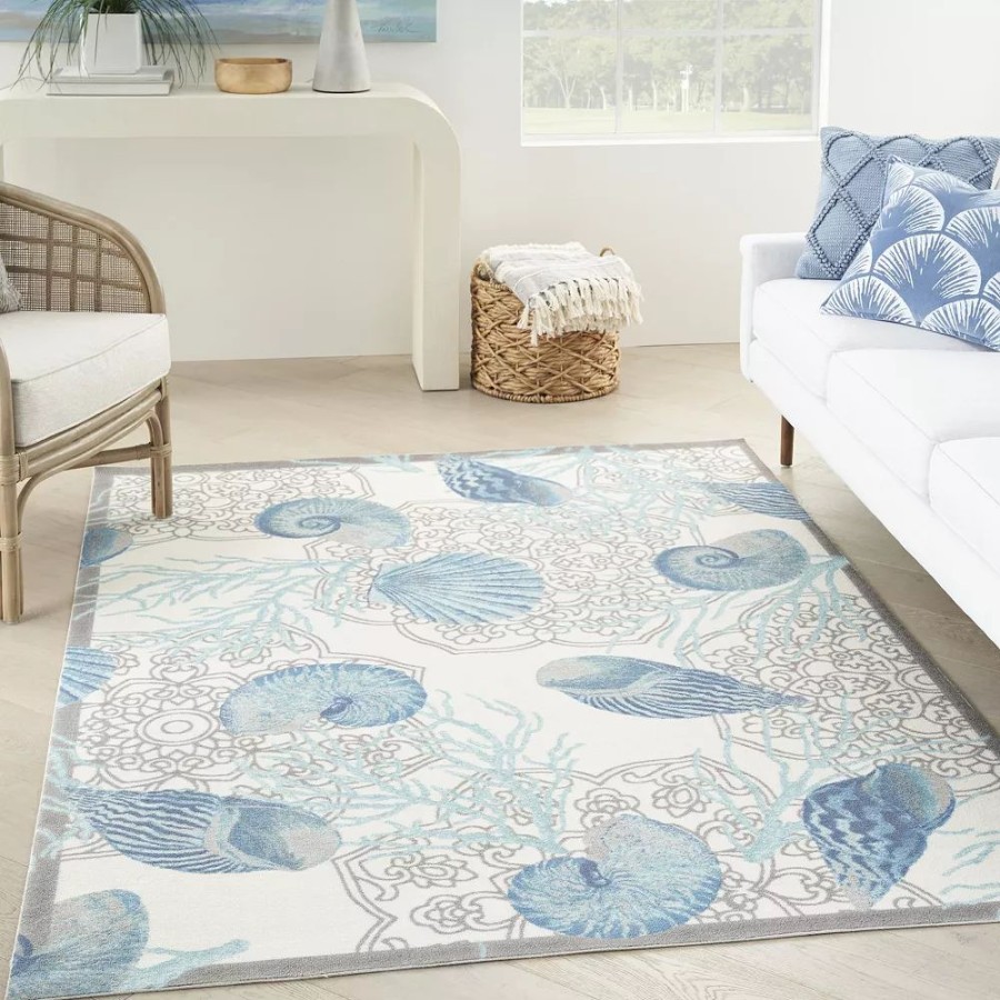 Waverly * | Waverly Sun N' Shade Coastal Mandala Indoor Outdoor Rug