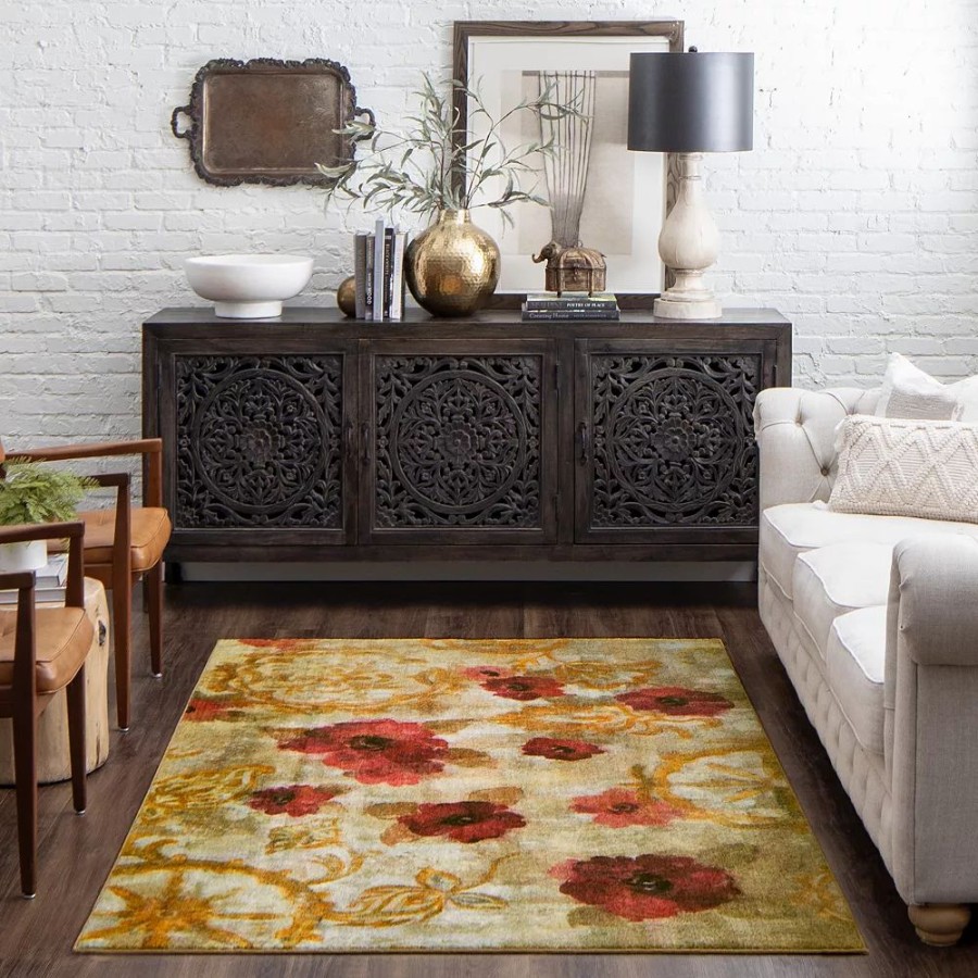 Mohawk Home * | Mohawk Home Mohawk Home Fresco Floral Gold Area Rug