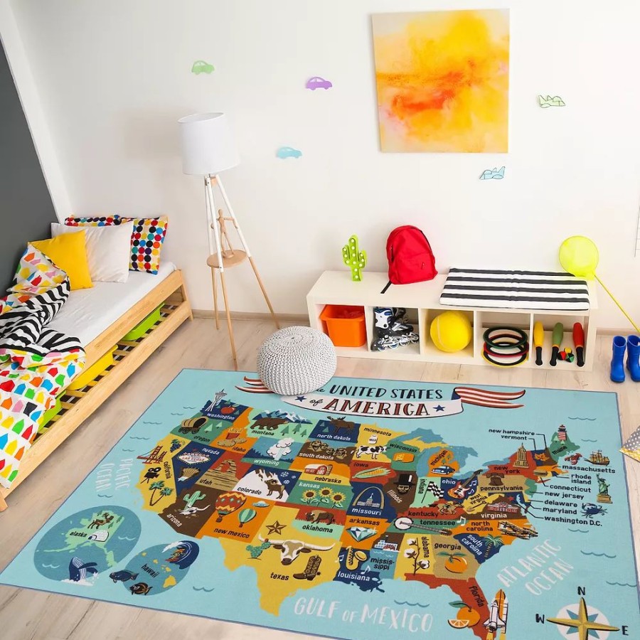 Gertmenian * | Gertmenian Teach Me Education Usa Map 6'2" X 9'6" Rug