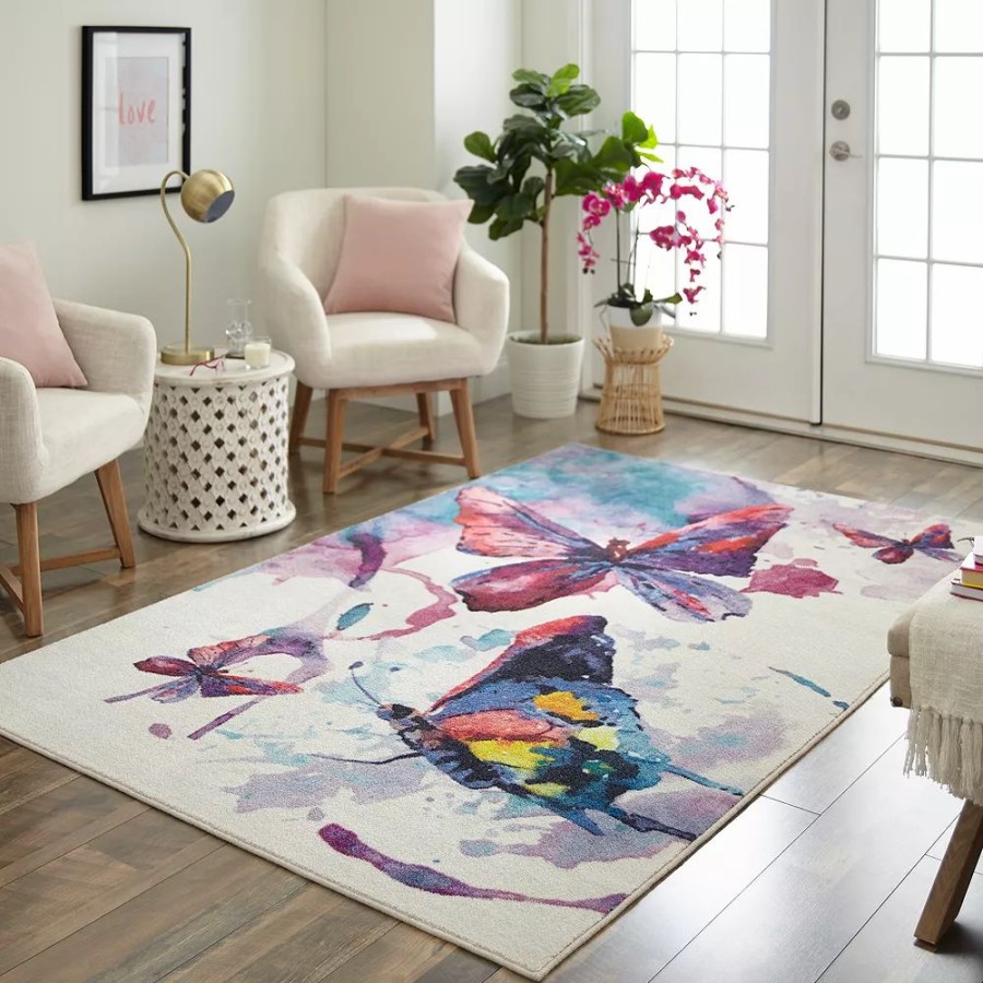 Mohawk Home * | Mohawk Home Mohawk Home Kids Prismatic Watercolor Butterflies Everstrand Rug