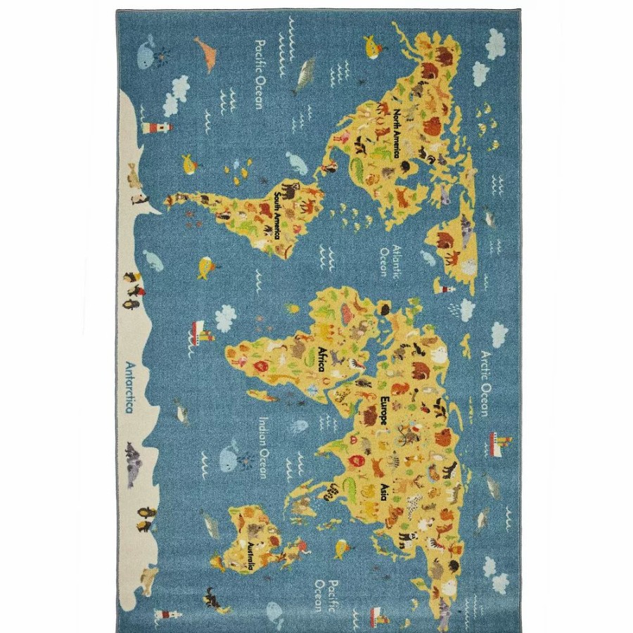 Mohawk Home * | Mohawk Home Mohawk Home Kids Interactive Prismatic Animal Map Everstrand Rug