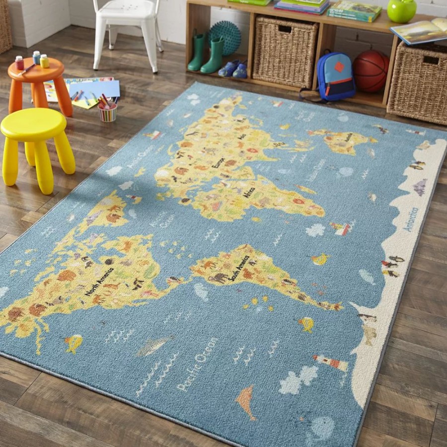 Mohawk Home * | Mohawk Home Mohawk Home Kids Interactive Prismatic Animal Map Everstrand Rug