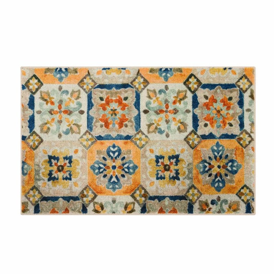 Mohawk Home * | Mohawk Home Mohawk Home Watercolor Tiles Accent Kitchen Rug