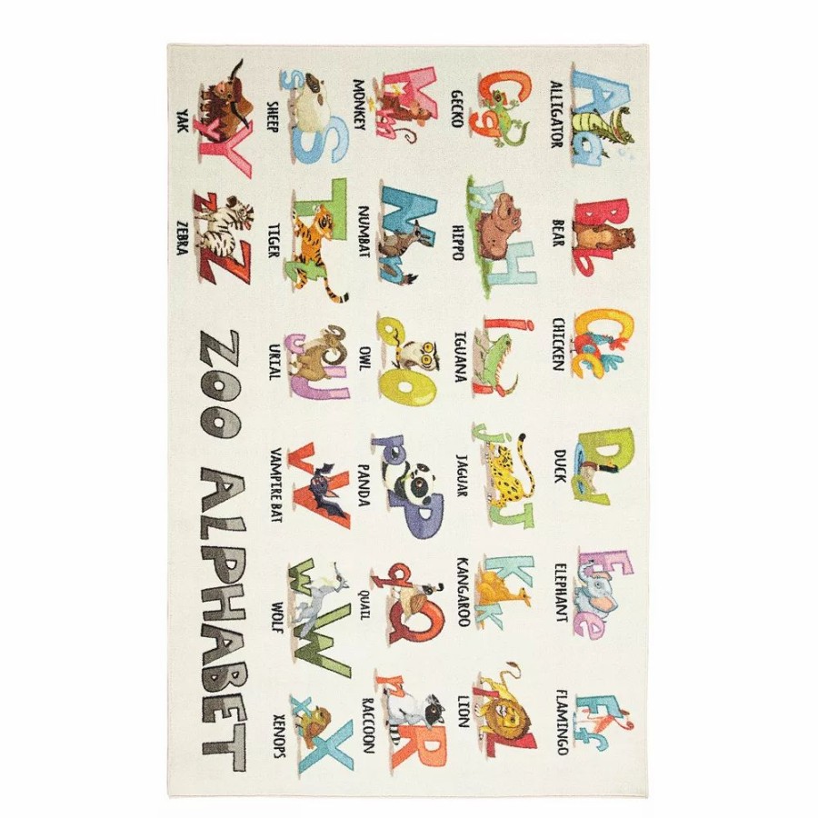 Mohawk Home * | Mohawk Home Mohawk Home Kids Interactive Prismatic Alphabet Zoo Everstrand Rug