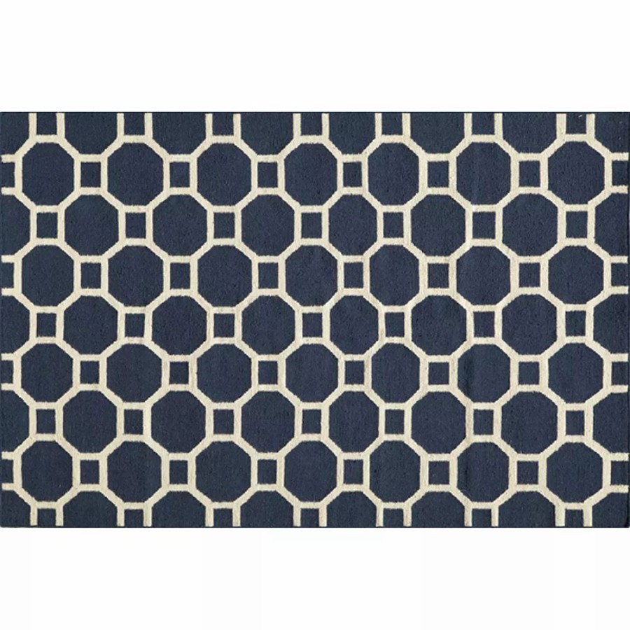 Momeni * | Momeni Dhurry Laguna Honeycomb Lattice Wool Rug Navy