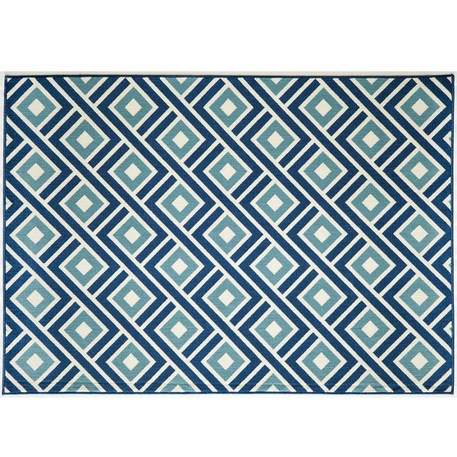 Momeni * | Momeni Baja Squares Indoor Outdoor Rug Blue