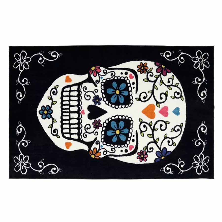 Mohawk Home * | Mohawk Home Mohawk Home Sugar Skull Rug Black