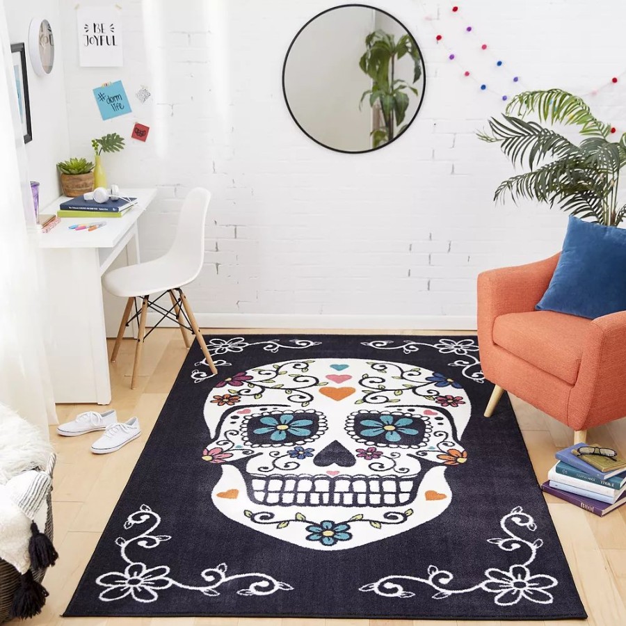 Mohawk Home * | Mohawk Home Mohawk Home Sugar Skull Rug Black